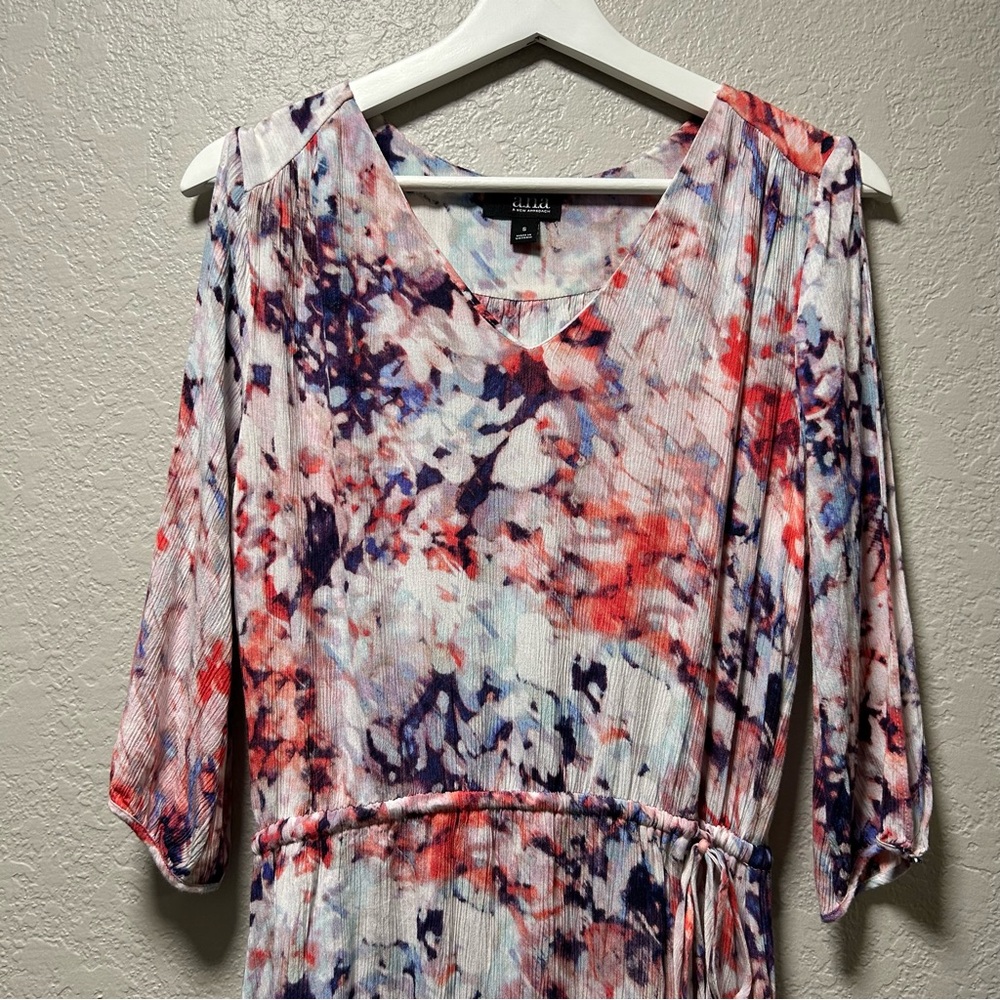 A.n.a. High Low 1/4 Length Sleeve Tie Waist Dress Multi Colored - S